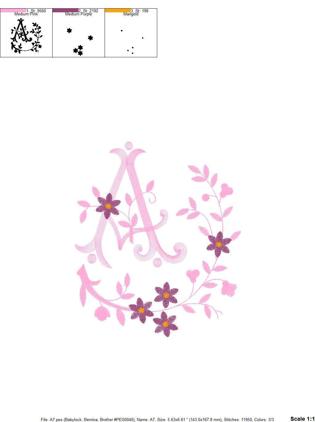 Alphabet embroidery designs set - Floral Letters embroidery Design - Monogram embroidery machine embroidery file - Letters with flowers