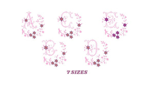 Alphabet embroidery designs set - Floral Letters embroidery Design - Monogram embroidery machine embroidery file - Letters with flowers