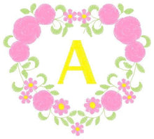 Load image into Gallery viewer, Alphabet embroidery designs set - Letters with heart frame embroidery design - Monogram embroidery machine embroidery file - Flowers roses
