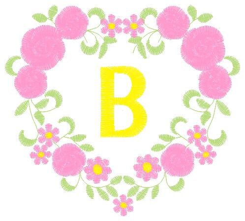 Alphabet embroidery designs set - Letters with heart frame embroidery design - Monogram embroidery machine embroidery file - Flowers roses