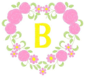 Alphabet embroidery designs set - Letters with heart frame embroidery design - Monogram embroidery machine embroidery file - Flowers roses