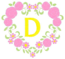 Laden Sie das Bild in den Galerie-Viewer, Alphabet embroidery designs set - Letters with heart frame embroidery design - Monogram embroidery machine embroidery file - Flowers roses
