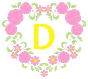 Alphabet embroidery designs set - Letters with heart frame embroidery design - Monogram embroidery machine embroidery file - Flowers roses