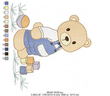 Cargar imagen en el visor de la galería, Bear with toys embroidery designs - Bear embroidery design machine embroidery pattern - Baby boy embroidery file - instant download train
