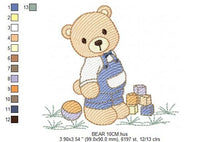 Cargar imagen en el visor de la galería, Bear with toys embroidery designs - Bear embroidery design machine embroidery pattern - Baby boy embroidery file - instant download train
