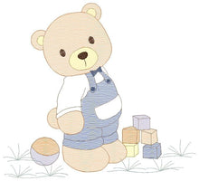 Cargar imagen en el visor de la galería, Bear with toys embroidery designs - Bear embroidery design machine embroidery pattern - Baby boy embroidery file - instant download train
