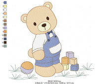 Cargar imagen en el visor de la galería, Bear with toys embroidery designs - Bear embroidery design machine embroidery pattern - Baby boy embroidery file - instant download train
