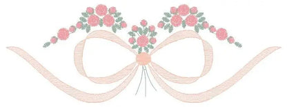 Lace with flowers embroidery designs - Bow Tie machine embroidery pattern - Baby girl file - Instant digital download pes jef dst hus vp3 Marcia Embroidery