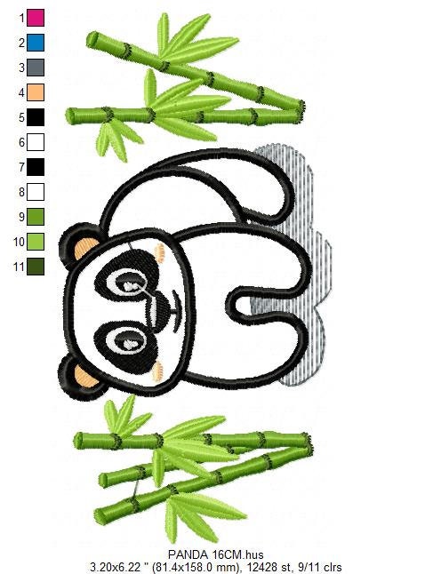 Panda with bamboo embroidery design - China Animal machine embroidery pattern - Baby boy file - Instant download pes