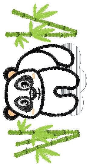 Panda with bamboo embroidery design - China Animal machine embroidery pattern - Baby boy file - Instant download pes