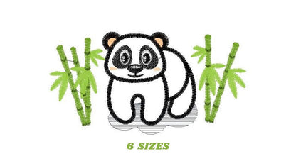 Panda with bamboo embroidery design - China Animal machine embroidery pattern - Baby boy file - Instant download pes