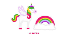 Load image into Gallery viewer, Unicorn embroidery designs - Baby Girl embroidery design machine embroidery pattern - Magical rainbow Fantasy embroidery download file pes
