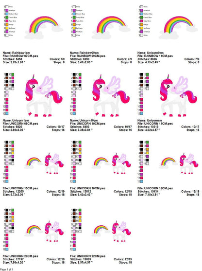 Unicorn with wings embroidery designs - Rainbow embroidery design machine embroidery pattern - Unicorn rainbow applique - instant download