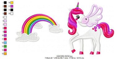 Unicorn with wings embroidery designs - Rainbow embroidery design machine embroidery pattern - Unicorn rainbow applique - instant download