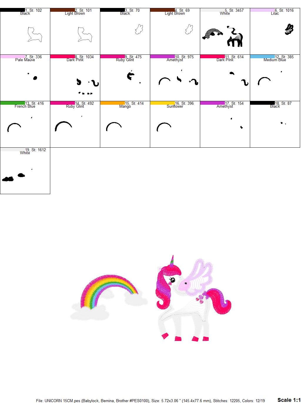 Unicorn with wings embroidery designs - Rainbow embroidery design machine embroidery pattern - Unicorn rainbow applique - instant download