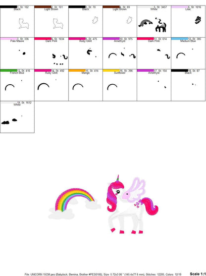 Unicorn with wings embroidery designs - Rainbow embroidery design machine embroidery pattern - Unicorn rainbow applique - instant download