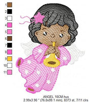 Load image into Gallery viewer, Angel with trumpet embroidery designs - Baby girl embroidery design machine embroidery pattern - Angel embroidery file - instant download
