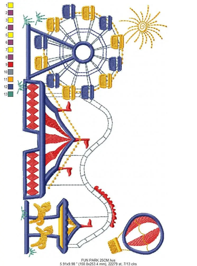 Fun park embroidery design - Fair embroidery designs machine embroidery pattern - Festival embroidery file - Circus instant download pes jef Marcia Embroidery