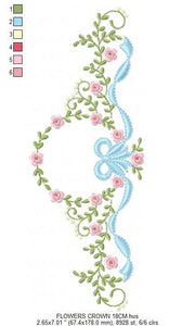 Lace embroidery designs - Laurel Wreath embroidery design machine embroidery pattern - Flowers embroidery file Monogram frame pes download