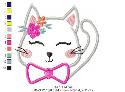 Cat embroidery design - Kitty embroidery designs machine embroidery pattern - Pet embroidery file - baby girl embroidery cat applique design - Marcia Embroidery