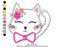 Load image into Gallery viewer, Cat embroidery design - Kitty embroidery designs machine embroidery pattern - Pet embroidery file - baby girl embroidery cat applique design
