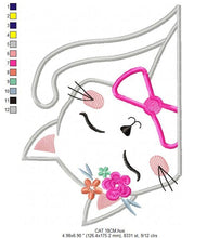 Cargar imagen en el visor de la galería, Cat embroidery design - Kitty embroidery designs machine embroidery pattern - Pet embroidery file - baby girl embroidery cat applique design
