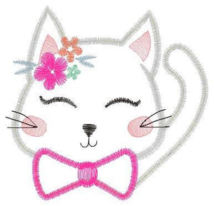 Cat embroidery design - Kitty embroidery designs machine embroidery pattern - Pet embroidery file - baby girl embroidery cat applique design