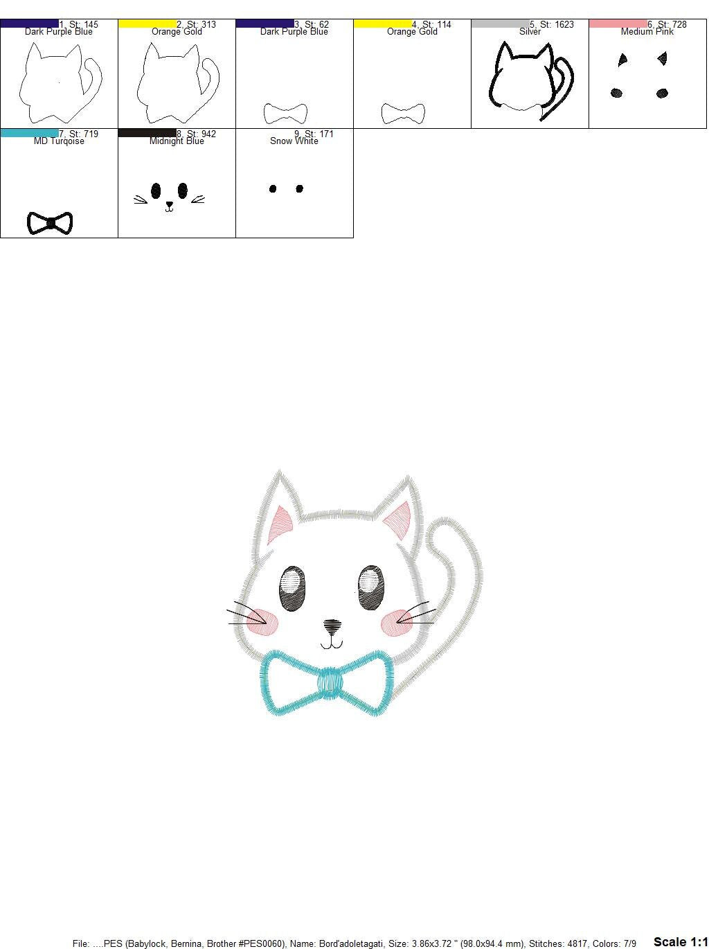 Cat embroidery design - Kitty embroidery designs machine embroidery pattern - Pet embroidery file - baby girl embroidery cat applique design - Marcia Embroidery