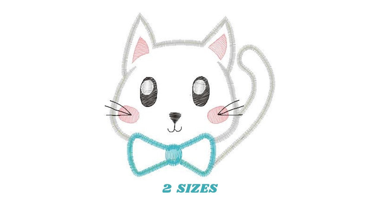 Cat embroidery design - Kitty embroidery designs machine embroidery pattern - Pet embroidery file - baby girl embroidery cat applique design - Marcia Embroidery
