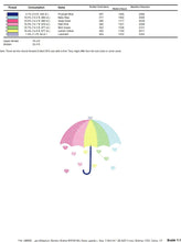 Cargar imagen en el visor de la galería, Umbrella with hearts embroidery designs - Umbrella embroidery design machine embroidery pattern - baby girl embroidery file hearts rain
