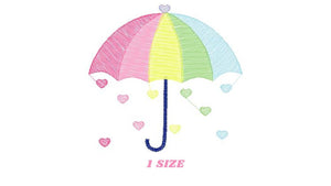 Umbrella with hearts embroidery designs - Umbrella embroidery design machine embroidery pattern - baby girl embroidery file hearts rain