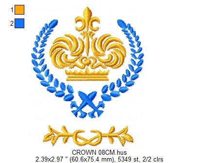 Crown embroidery designs - Laurel Wreath with Crown embroidery design machine embroidery pattern - baby boy embroidery file pes jef vip vp3 Marcia Embroidery