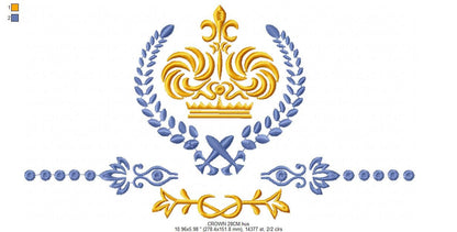 Crown embroidery designs - Laurel Wreath with Crown embroidery design machine embroidery pattern - baby boy embroidery file pes jef vip vp3 Marcia Embroidery