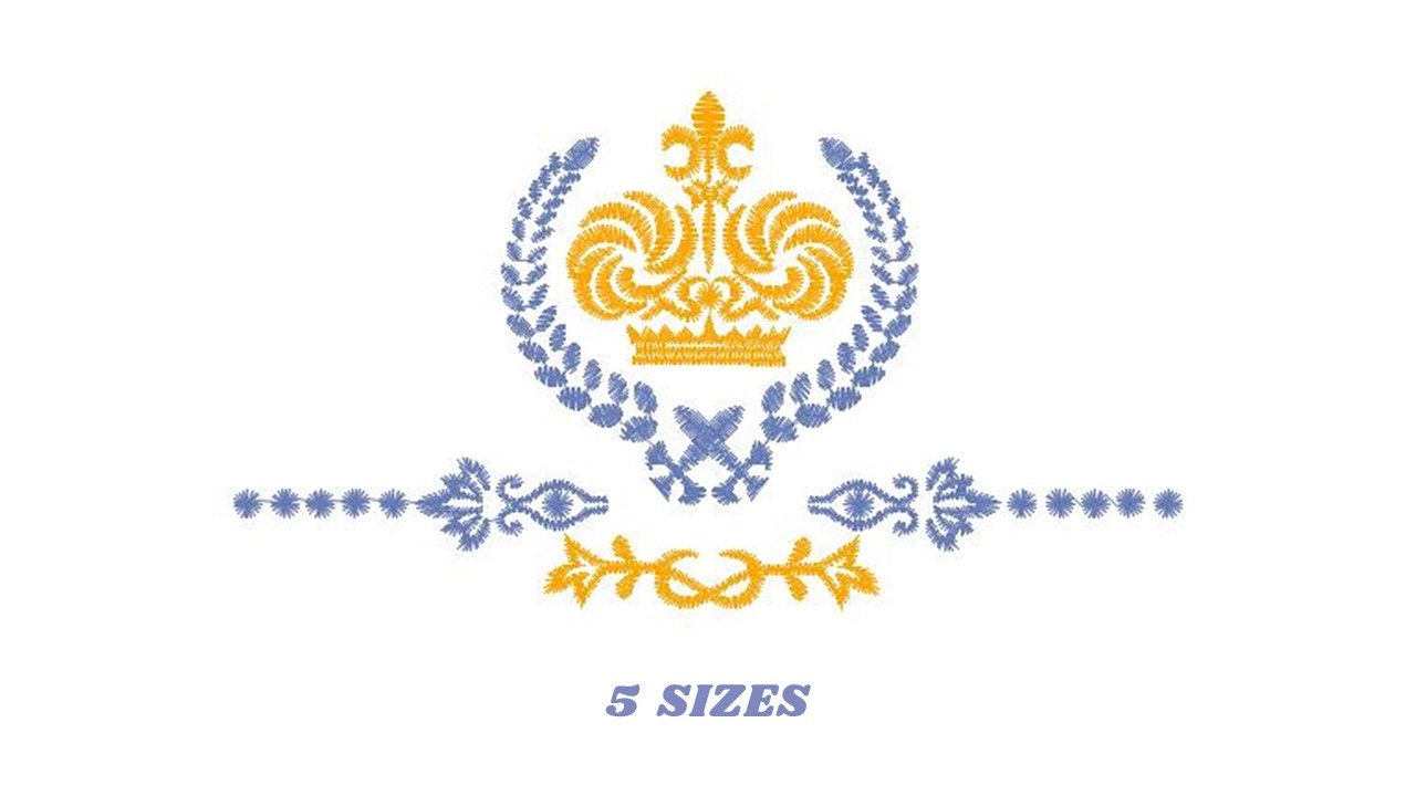 Crown embroidery designs - Laurel Wreath with Crown embroidery design machine embroidery pattern - baby boy embroidery file pes jef vip vp3 Marcia Embroidery