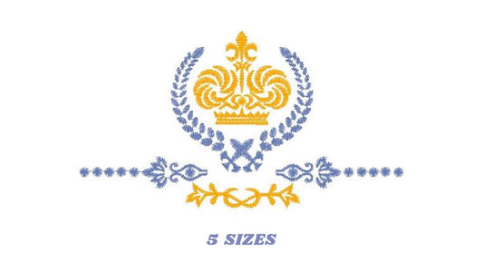 Crown embroidery designs - Laurel Wreath with Crown embroidery design machine embroidery pattern - baby boy embroidery file pes jef vip vp3 Marcia Embroidery