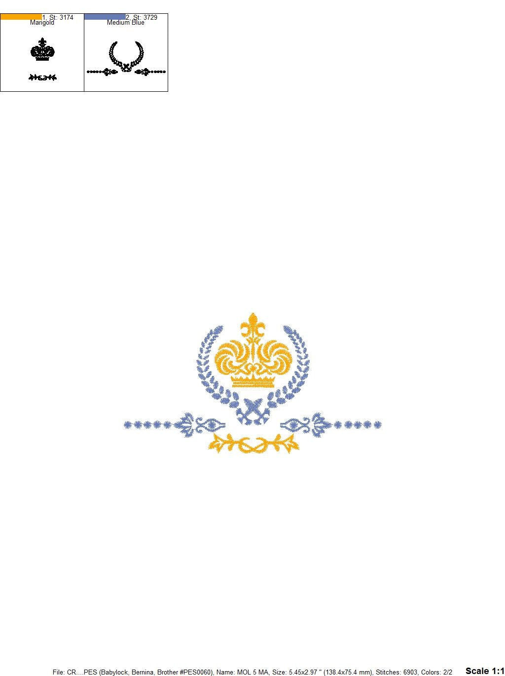 Crown embroidery designs - Laurel Wreath with Crown embroidery design machine embroidery pattern - baby boy embroidery file pes jef vip vp3 Marcia Embroidery