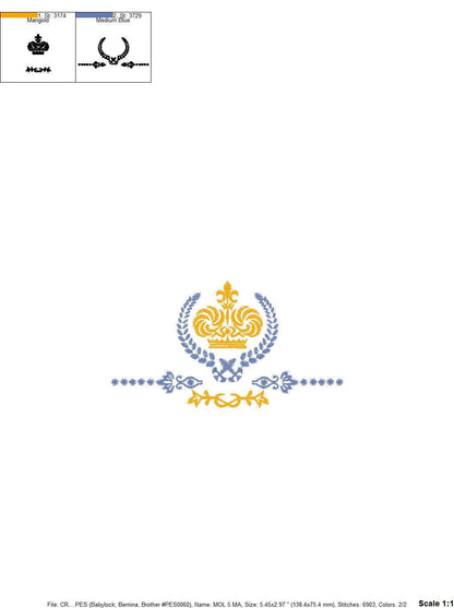 Crown embroidery designs - Laurel Wreath with Crown embroidery design machine embroidery pattern - baby boy embroidery file pes jef vip vp3 Marcia Embroidery