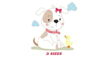 Charger l&#39;image dans la galerie, Dogs embroidery designs - Baby girl embroidery design machine embroidery pattern - Puppy embroidery file - Dog applique design digital file
