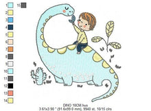 Carica l&#39;immagine nel visualizzatore di Gallery, Dinosaur embroidery designs - Dino embroidery design machine embroidery pattern - instant download - Baby girl embroidery file Brontosaurus
