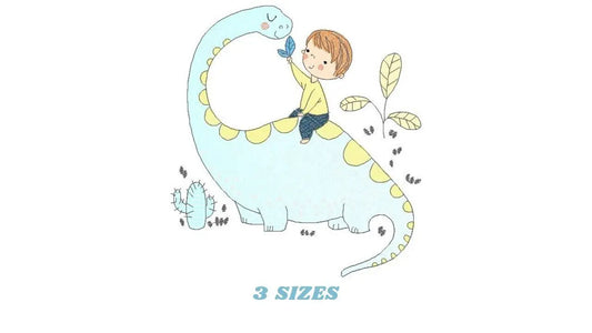 Dinosaur embroidery designs - Dino embroidery design machine embroidery pattern - instant download - Baby girl embroidery file Brontosaurus Marcia Embroidery