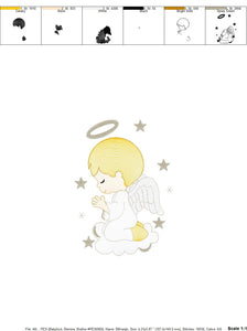 Angel with wings halo and cloud embroidery designs - Baby boy embroidery design machine embroidery pattern - Boy with wings embroidery file