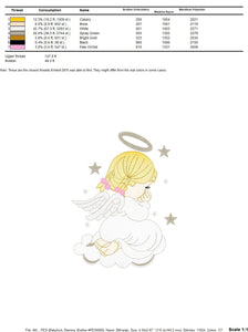 Angel with wings halo and cloud embroidery designs - Baby girl embroidery design machine embroidery pattern - Angel embroidery download pes