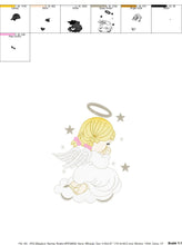 Load image into Gallery viewer, Angel with wings halo and cloud embroidery designs - Baby girl embroidery design machine embroidery pattern - Angel embroidery download pes
