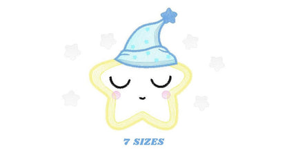 Star applique embroidery designs - Sleeping Star machine embroidery pattern - Baby boy file - Instant digital download pes jef dst hus vp3 - Marcia Embroidery