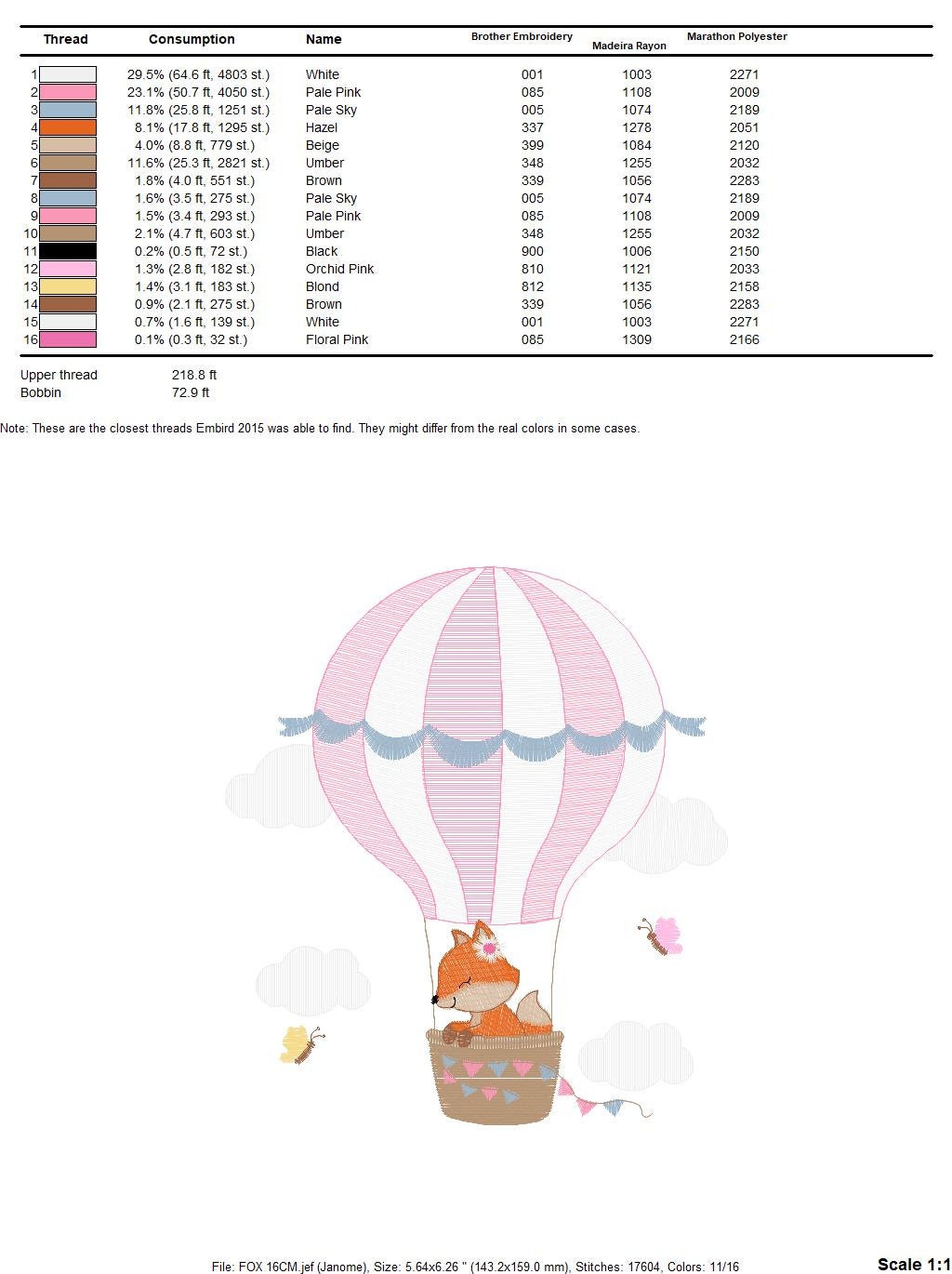 Fox embroidery designs - Hot air balloon embroidery design machine embroidery pattern - Animal embroidery file - woodland animals download