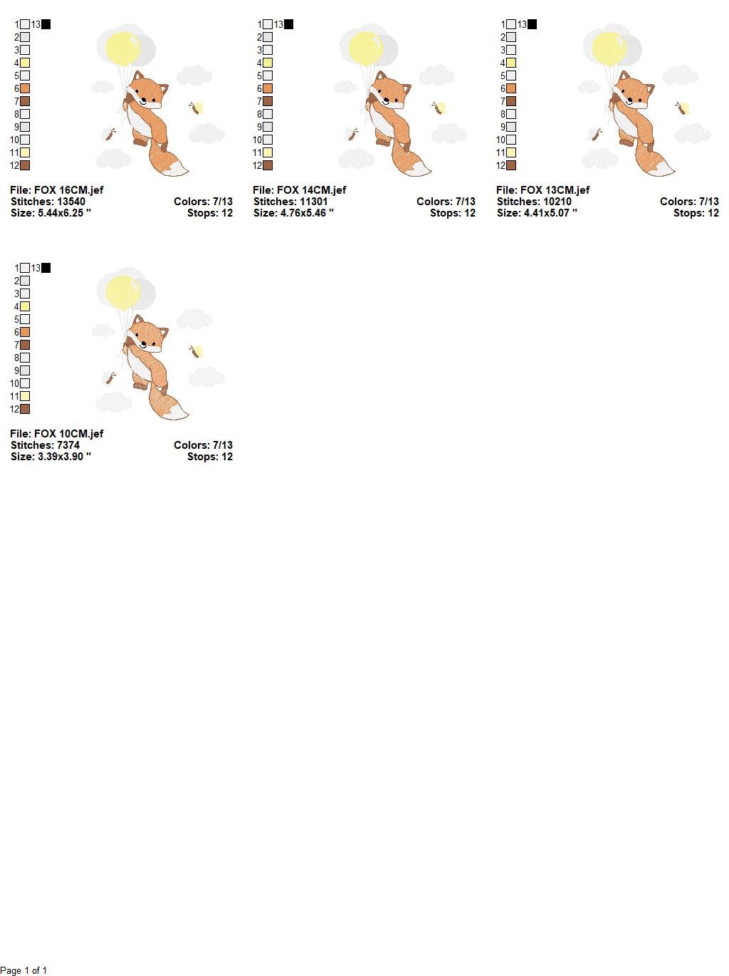 Fox embroidery designs - Hot air balloon embroidery design machine embroidery pattern - Animal embroidery file - woodland animals download