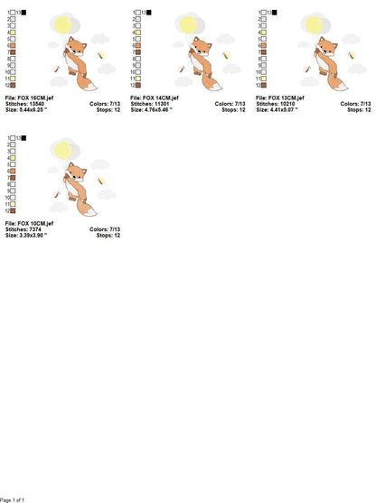 Fox embroidery designs - Hot air balloon embroidery design machine embroidery pattern - Animal embroidery file - woodland animals download