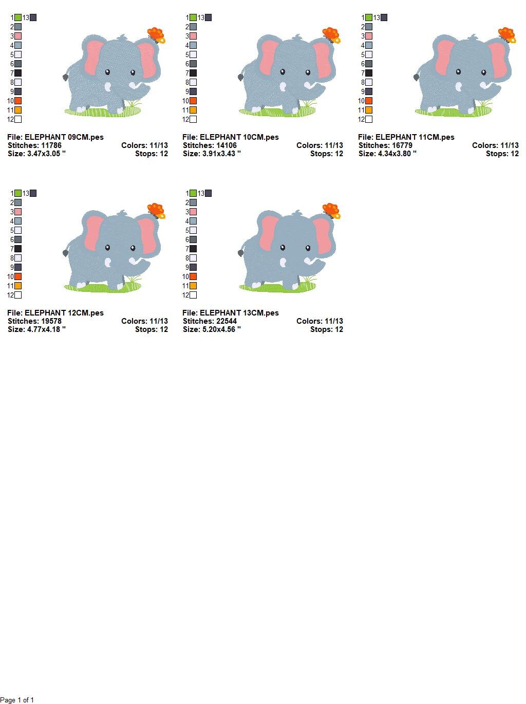 Elephant with Butterfly embroidery designs -  Safari Wild Animal machine embroidery pattern - Baby Boy file - Instant download pes jef dst