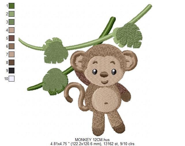 Safari embroidery designs - Monkey embroidery design machine embroidery pattern - Animal embroidery file - Baby boy embroidery download pes