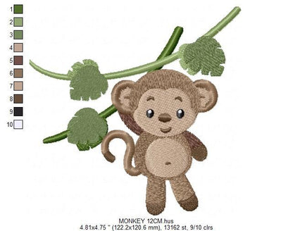 Safari embroidery designs - Monkey embroidery design machine embroidery pattern - Animal embroidery file - Baby boy embroidery download pes